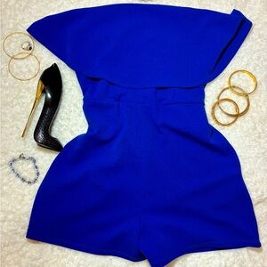 Royal blue off the shoulder romper